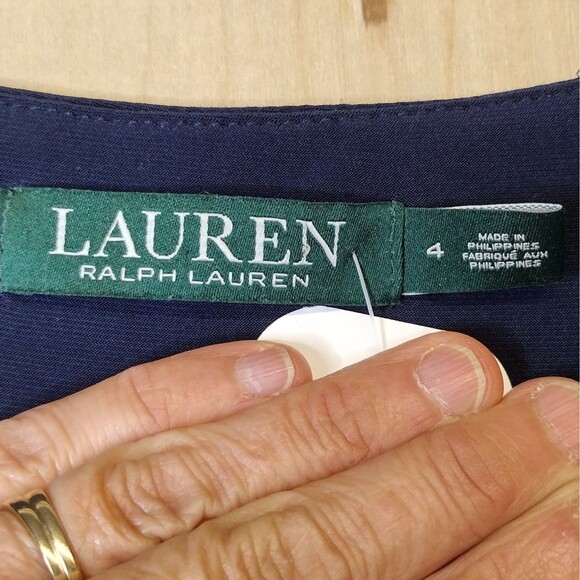 lauren ralph lauren dress Dark Navy Blue Ruched Body-con Size 4 - Picture 6 of 14